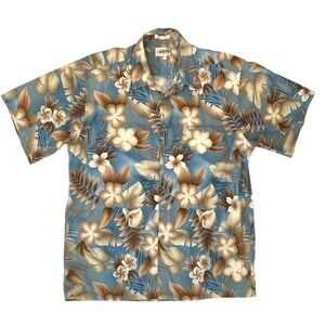 Vintage Campia Hawaiian Shirt Aloha Beach Button Up Cotton Blue Men's Shirt XL